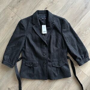 Banana Republic Black / Gray Wool Blazer Versatile Suit Jacket Size 10